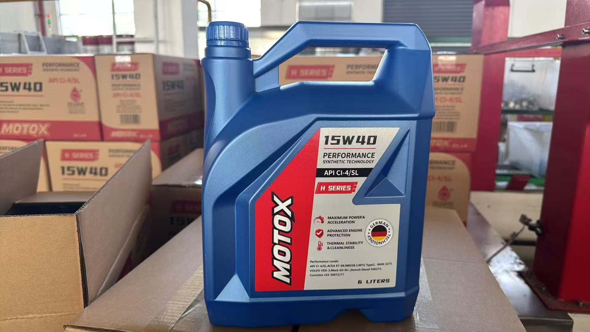 MOTOX H Series 15W-40 API CI-4/SL synthetic technology engine oil, 6 liter container