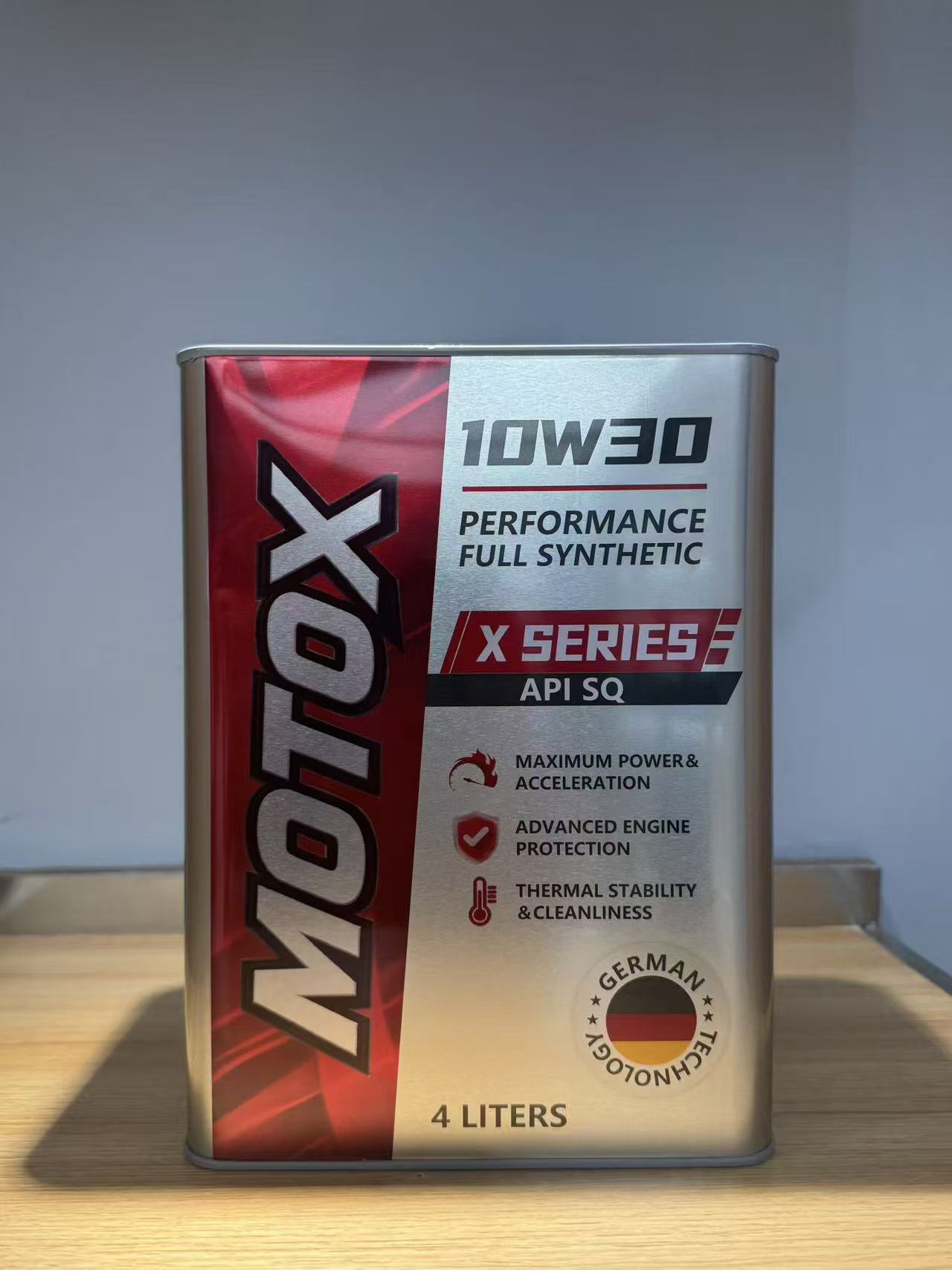 MOTOX X Series 10W-30 API SQ full synthetic engine oil, 4 liter metal can