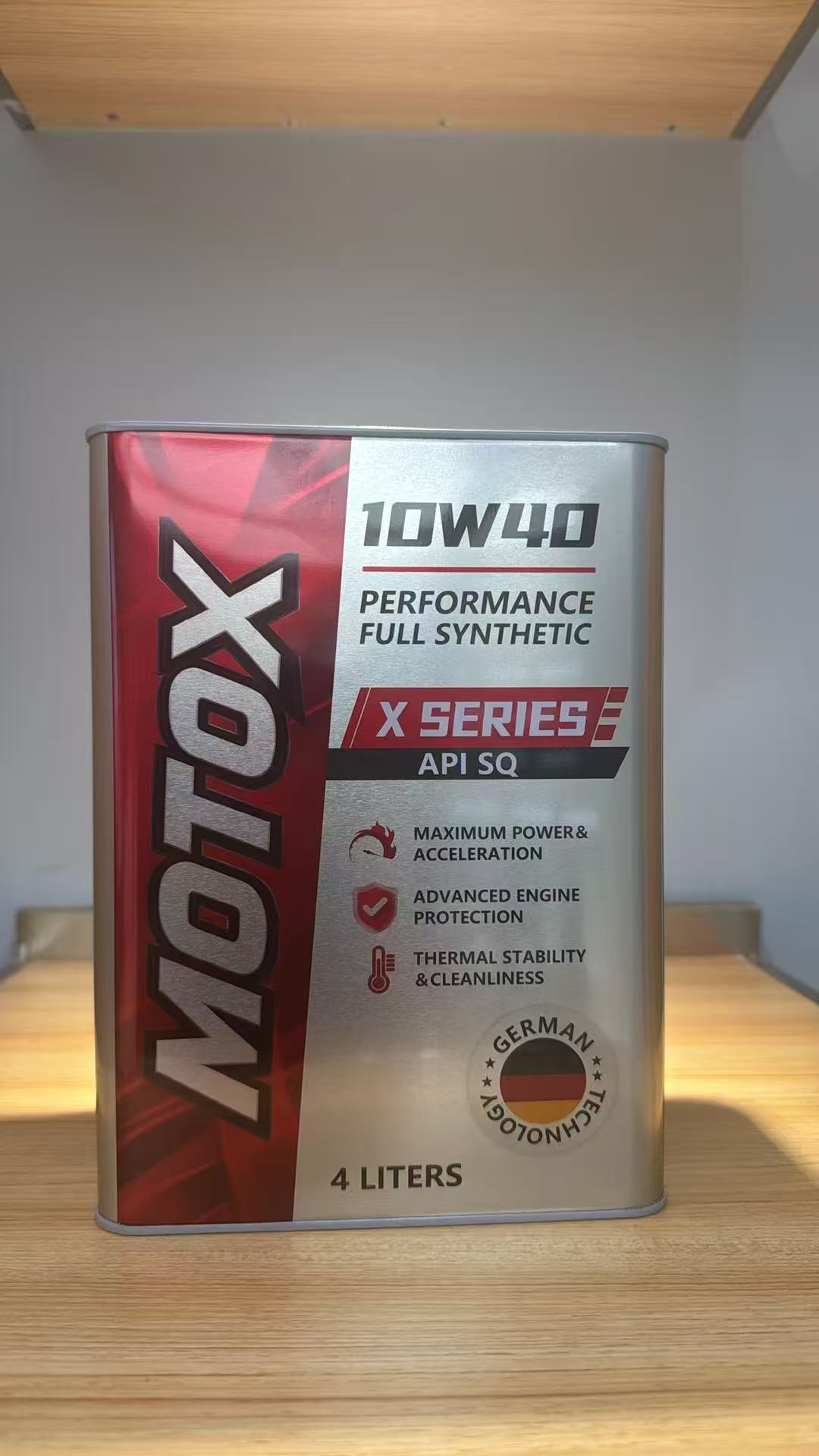 MOTOX X Series 10W-40 API SQ full synthetic engine oil, 4 liter metal can